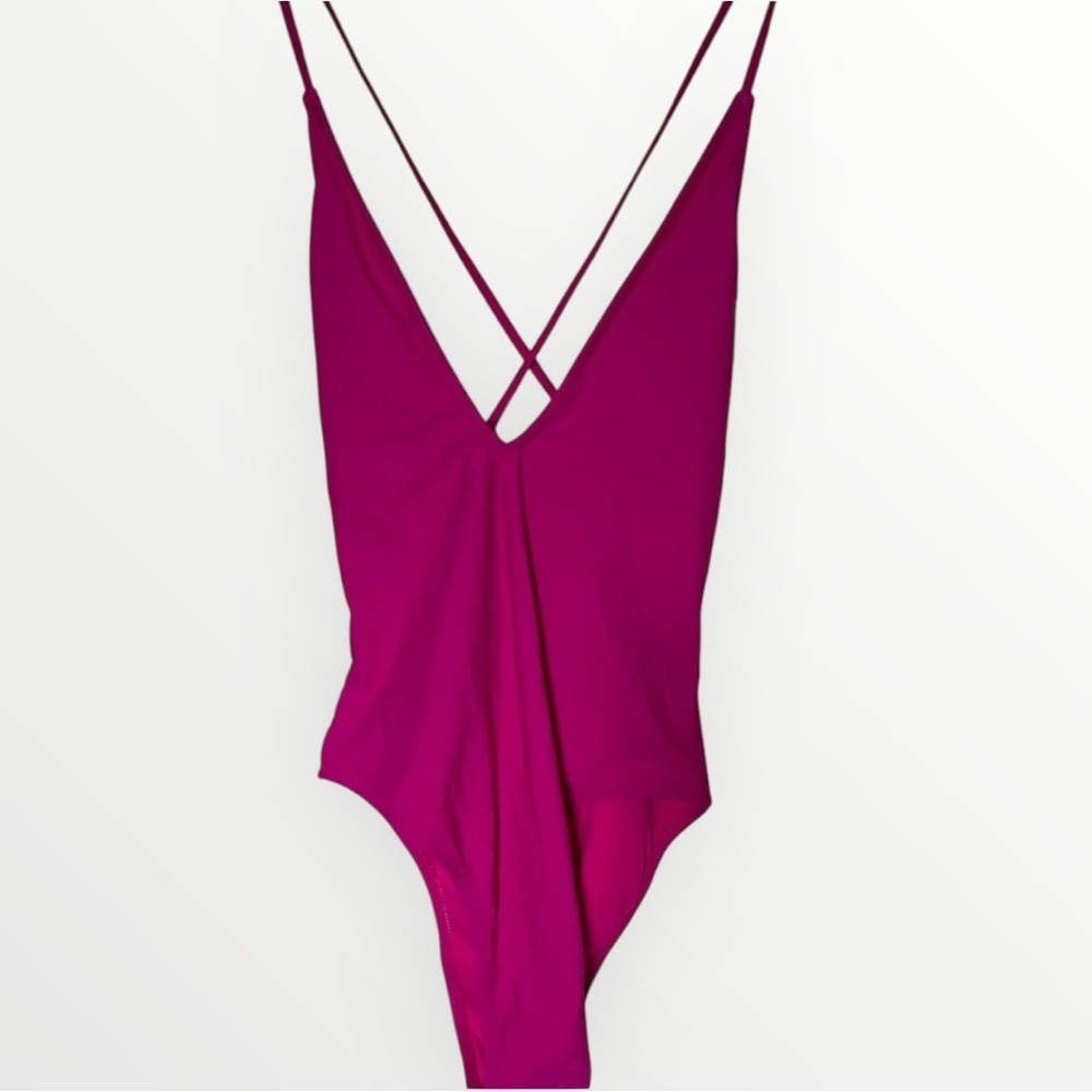 EXPRESS Hot Pink Open Back Crisscross One Piece Swimsuit Bikini Size Small